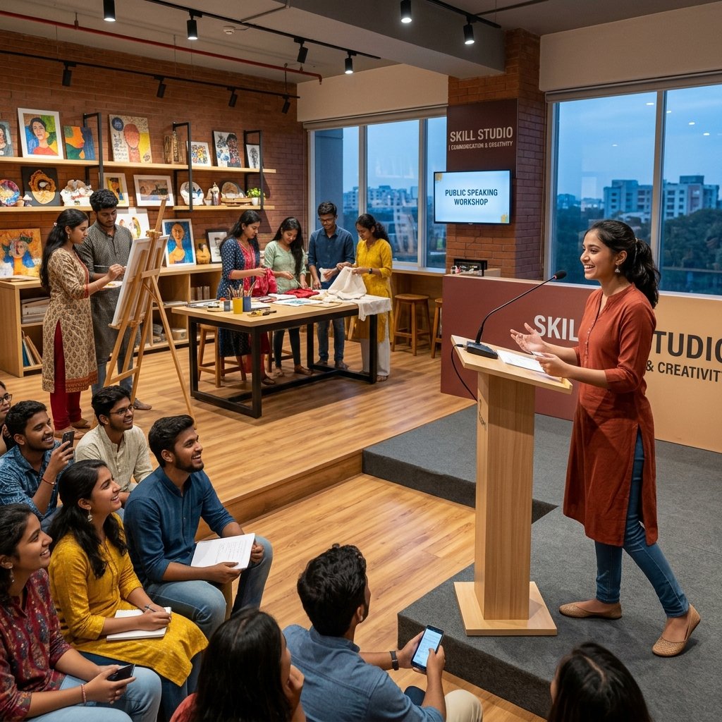 Students in a public speaking and creative writing enrichment class